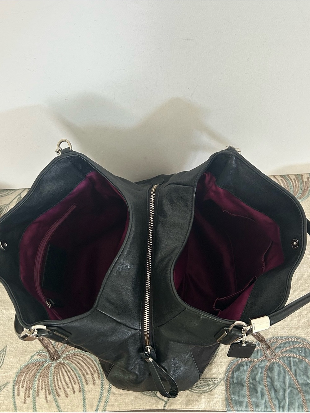 Coach Madison Op Art Black Signature C Jacquard Leather Trim Shoulder Hobo Tote - Picture 9 of 13